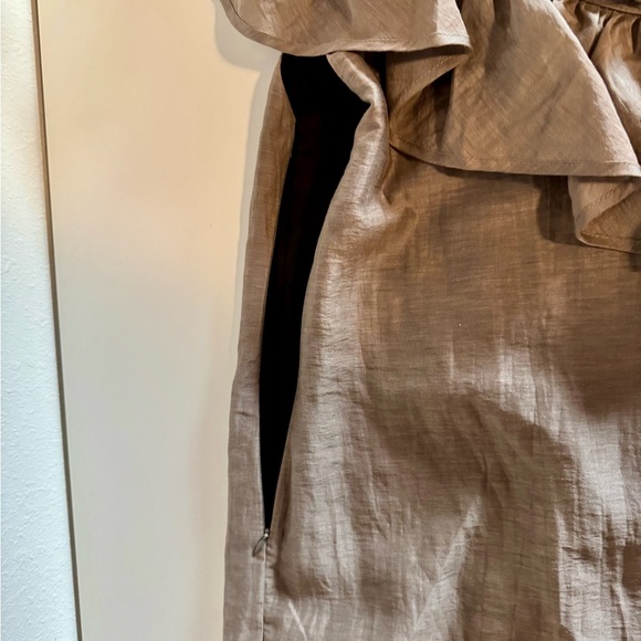 Zara Basic Elegant Ruffled One Shoulder Dress with Lining Size Large - Picture 6 of 7